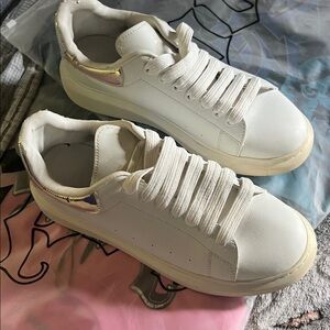 Alexander McQueen White Platform Sneakers with Iridescent Heel no box